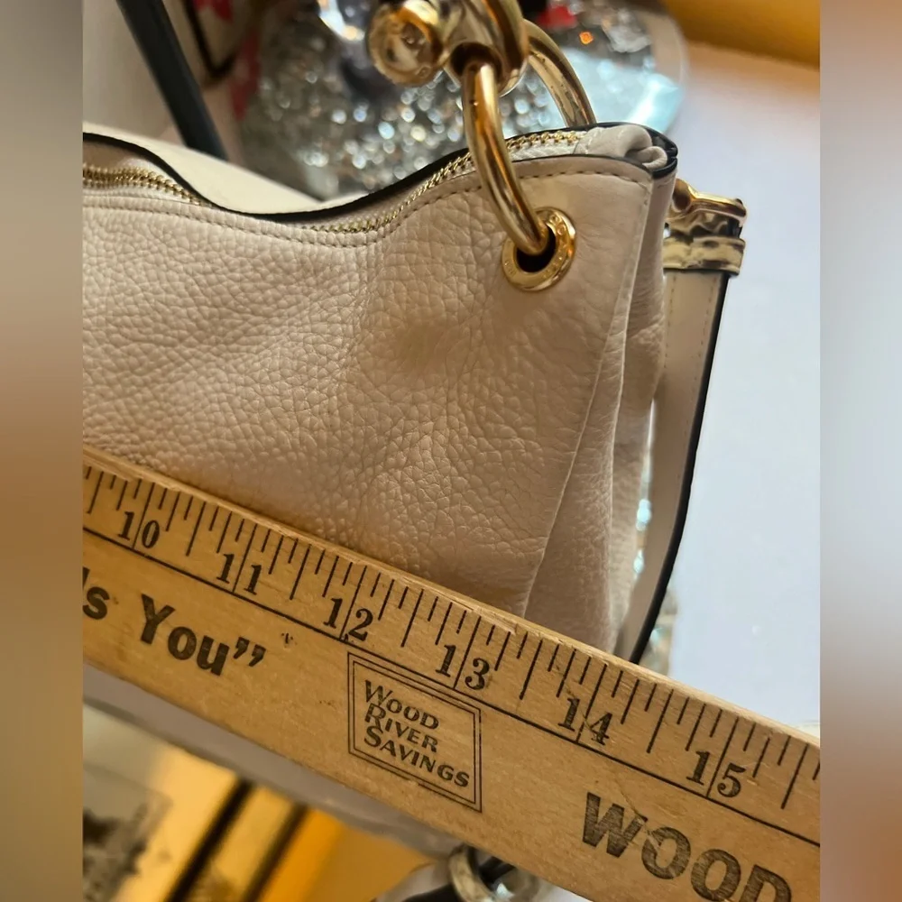 Coach Cream and Black Hobo Shoulder Bag with Snake Print